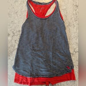 Abercrombie & Fitch Layered look Striped Tank Top - Navy, White and Red